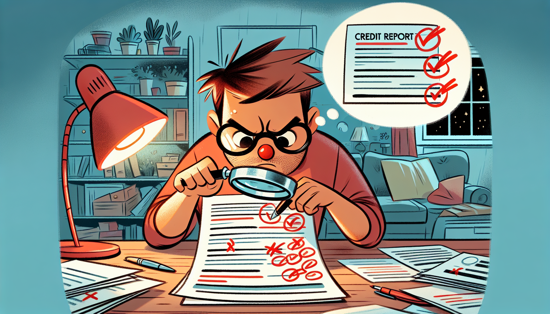 An illustration depicting a person disputing errors on their credit report, showcasing the process of correcting credit report inaccuracies.