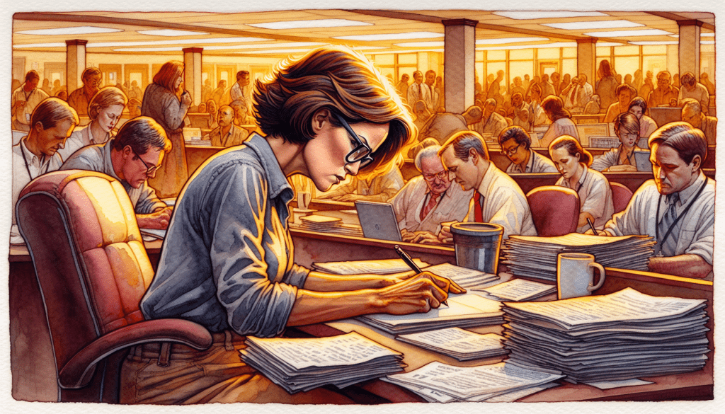 An illustration representing the role of local journalism in consumer advocacy, featuring Karin Price Mueller.