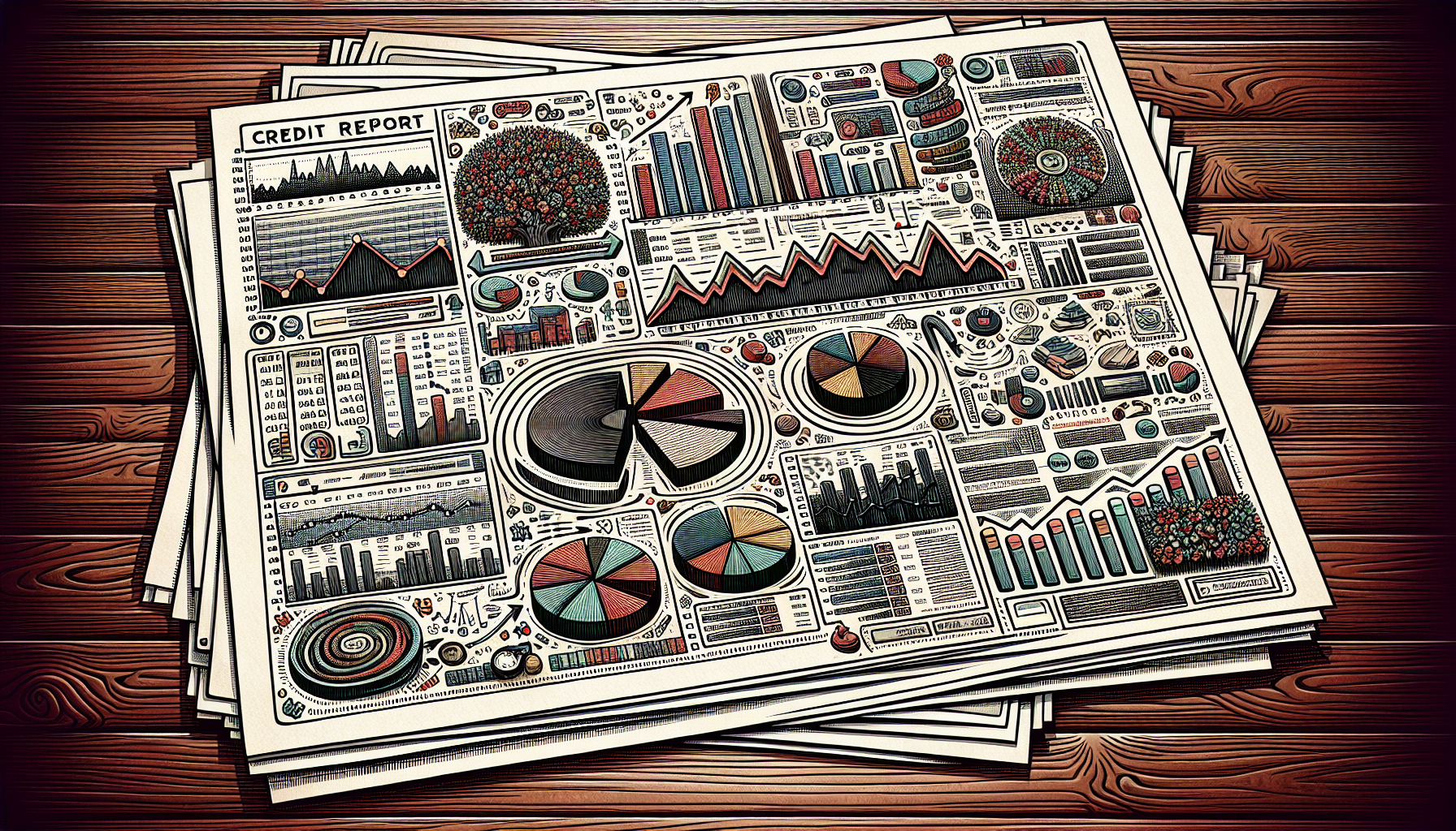 Illustration of credit report and credit score