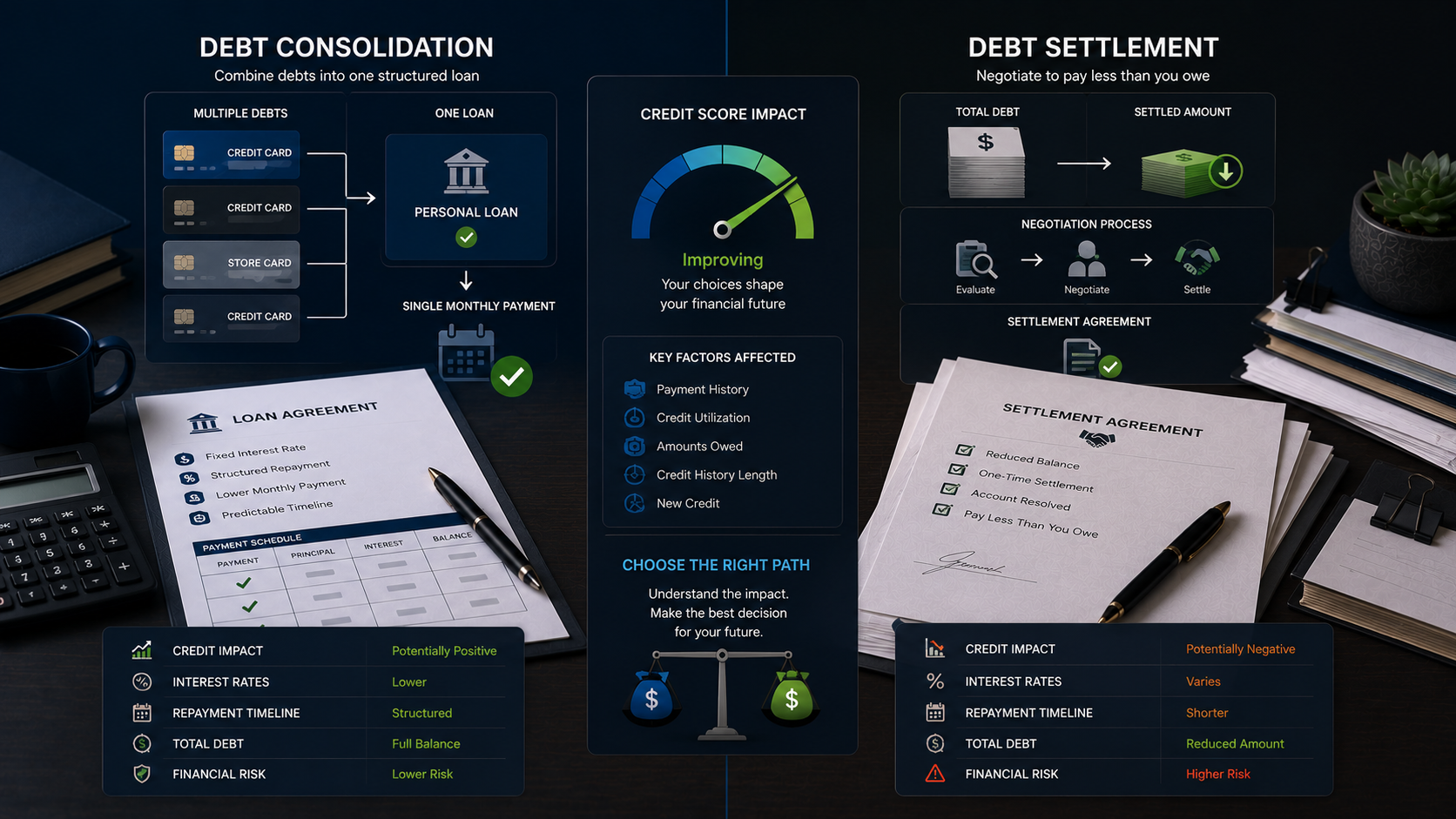 Debt settlement vs debt consolidation comparison