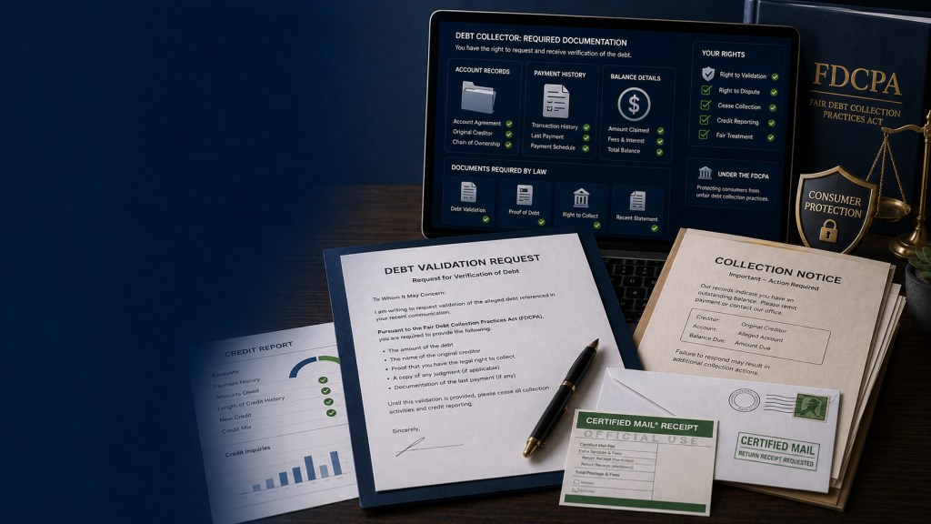 Debt validation letter template and FDCPA debt collection rights