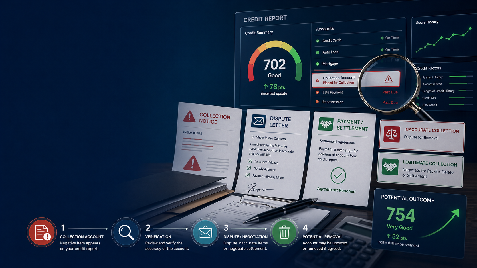 How to remove collections from your credit report using credit dispute and removal strategies