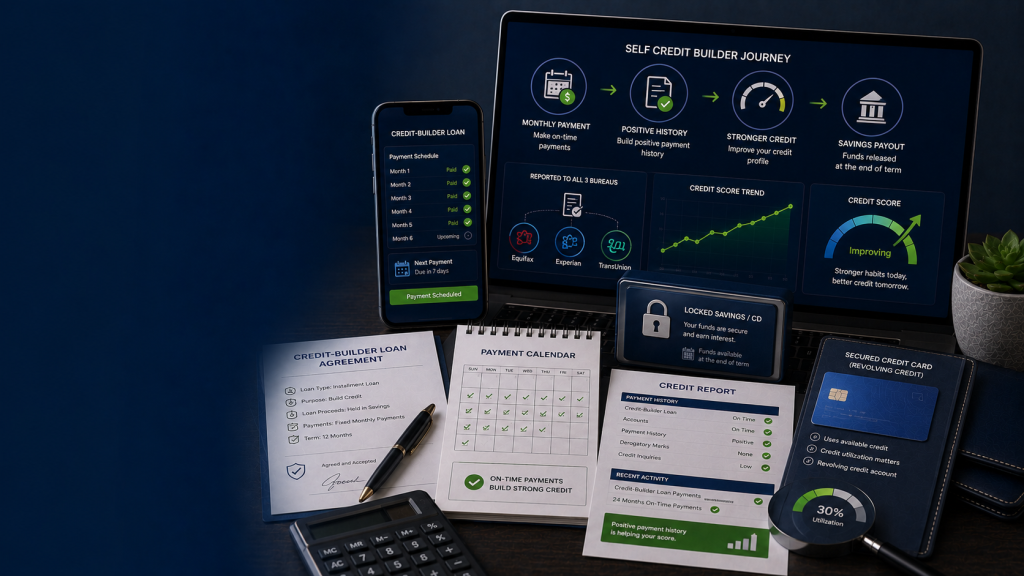 Self Credit Builder review showing how the credit-builder loan works
